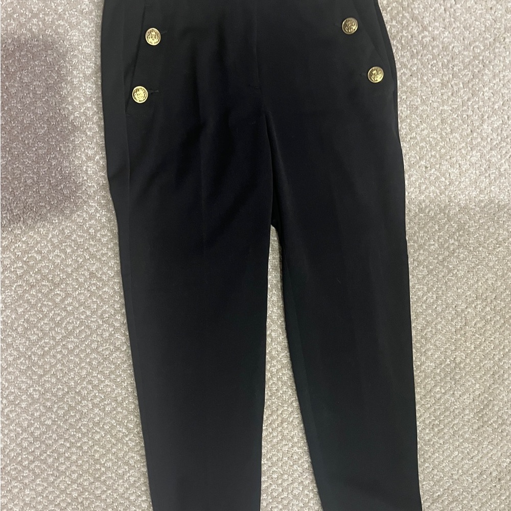 LOFT Black Trousers with Gold Button Details